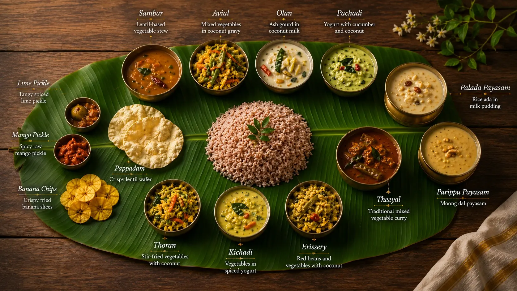 Kerala houseboat dining with traditional meals and dishes served on board