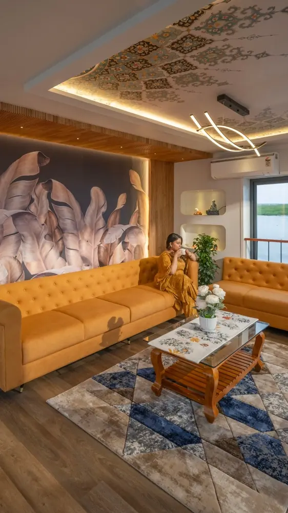 Premium houseboat living area in Alleppey